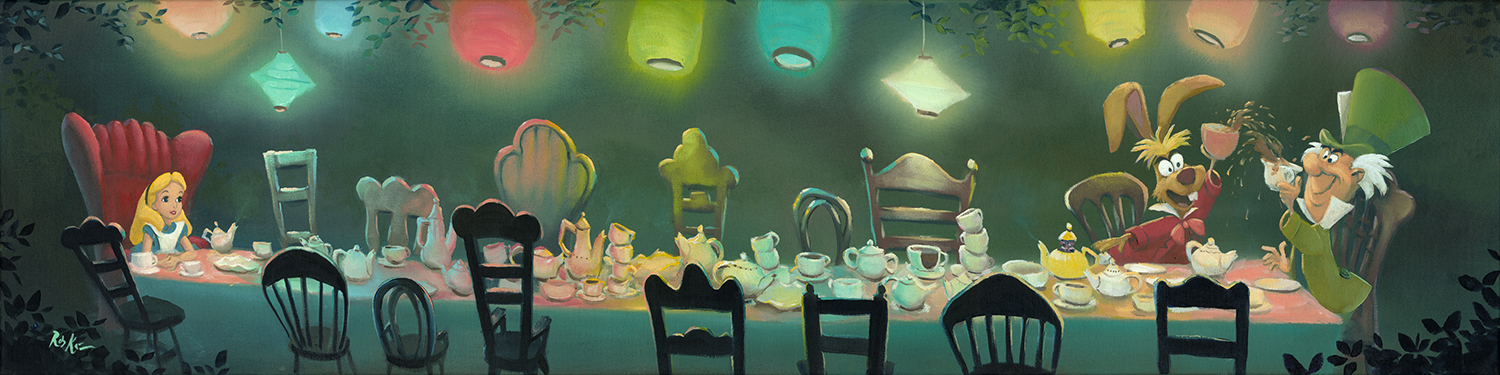 A Mad Tea Party Alice In Wonderland Embellished Giclee On Canvas By Rob Kaz