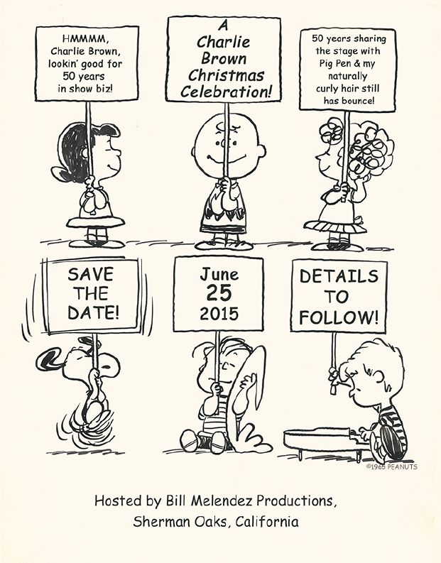 invitation to Peanuts celebration of 50th anniversary of Charlie Brown Christmas special