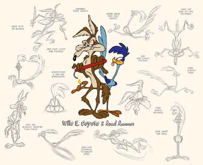 A limited edition based on a Wile E. Coyote and Roadrunner model sheet available at ArtInsights