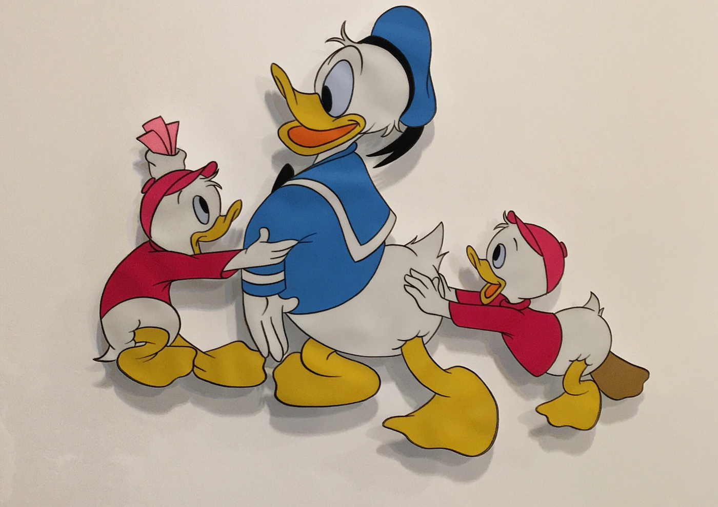Donald Duck and Nephews hand-inked vintage 50s original production cel.