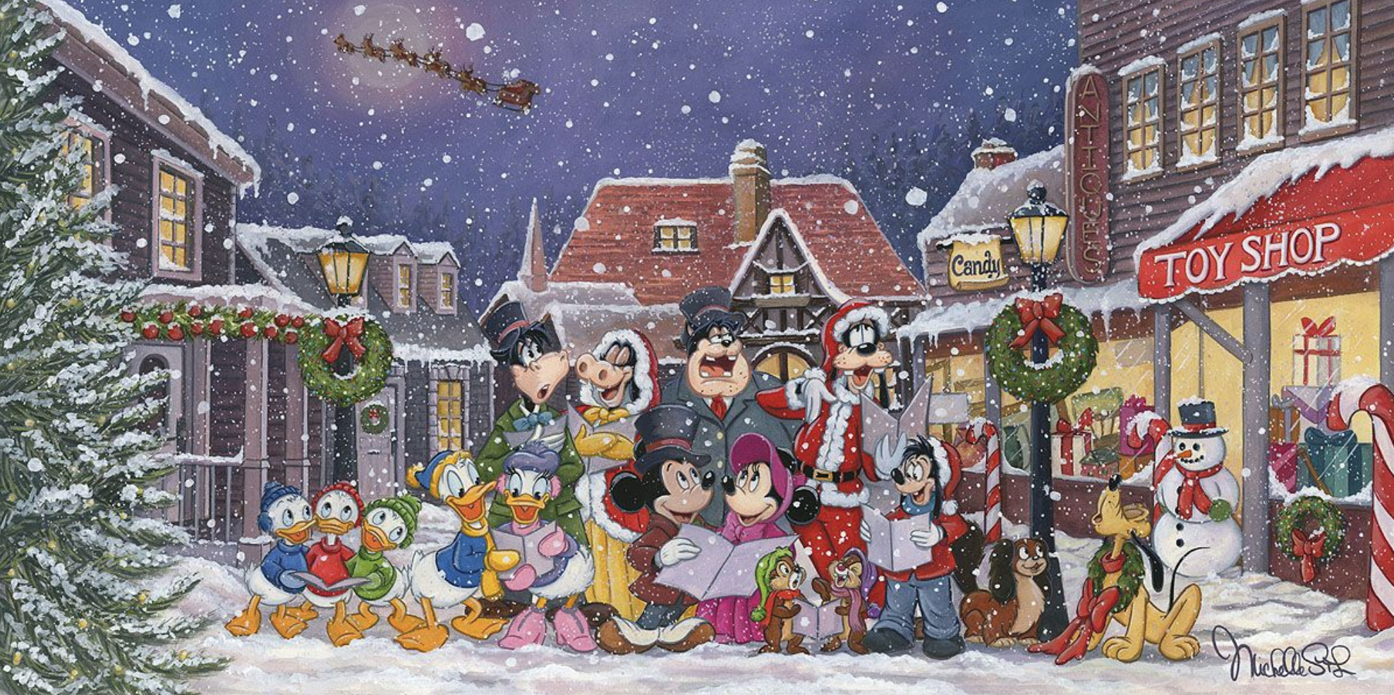 A Snowy Christmas Carol Disney Christmas Art Giclee Michelle St Laurent