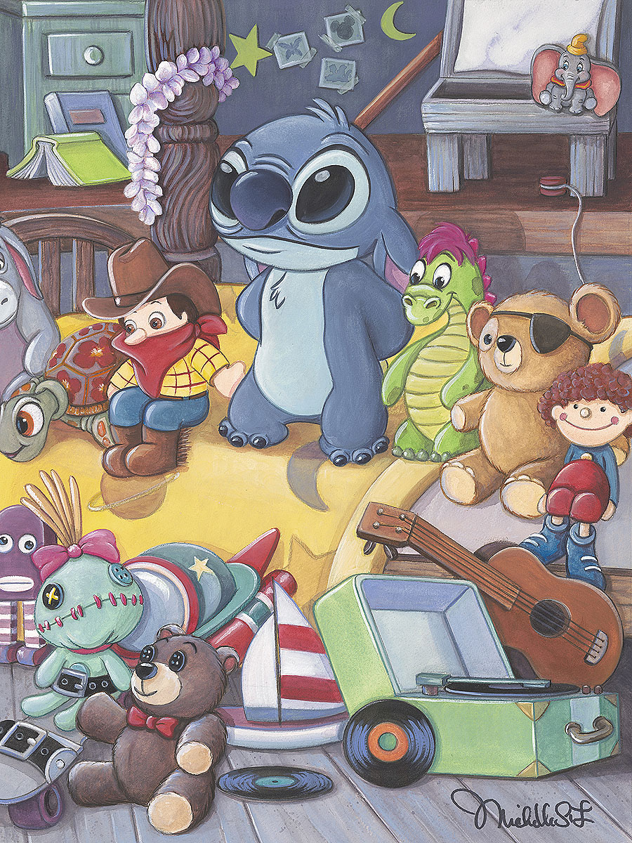 Hanging with Scrump Stitch from Lilo and Stitch Giclee on Canvas by William  Silvers